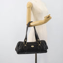 CELINE Tote Bag Leather Black Gold Auth 187040SAV-24