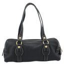 CELINE Tote Bag Leather Black Gold Auth 187040SAV-2