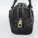 CELINE Tote Bag Leather Black Gold Auth 187040SAV-3