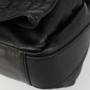 CELINE Chain Shoulder Bag Leather Black Silver Auth 187041SAV-15