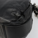 CELINE Chain Shoulder Bag Leather Black Silver Auth 187041SAV-17