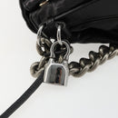 CELINE Chain Shoulder Bag Leather Black Silver Auth 187041SAV-19
