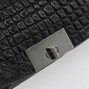 CELINE Chain Shoulder Bag Leather Black Silver Auth 187041SAV-20