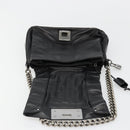 CELINE Chain Shoulder Bag Leather Black Silver Auth 187041SAV-21