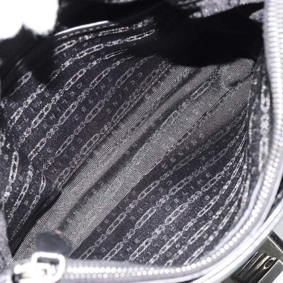 CELINE Chain Shoulder Bag Leather Black Silver Auth 187041SAV