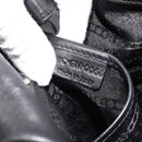 CELINE Chain Shoulder Bag Leather Black Silver Auth 187041SAV-11