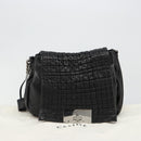 CELINE Chain Shoulder Bag Leather Black Silver Auth 187041SAV-12
