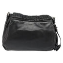 CELINE Chain Shoulder Bag Leather Black Silver Auth 187041SAV-2