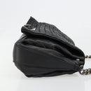 CELINE Chain Shoulder Bag Leather Black Silver Auth 187041SAV-3