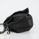 CELINE Chain Shoulder Bag Leather Black Silver Auth 187041SAV-4
