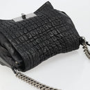 CELINE Chain Shoulder Bag Leather Black Silver Auth 187041SAV-6