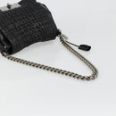 CELINE Chain Shoulder Bag Leather Black Silver Auth 187041SAV-7