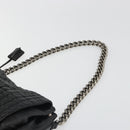 CELINE Chain Shoulder Bag Leather Black Silver Auth 187041SAV-14