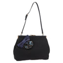 Miu Miu Hand Bag Satin Black Gold Auth 187043A-1