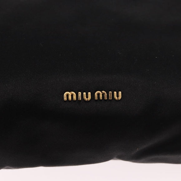 Miu Miu Hand Bag Satin Black Gold Auth 187043A
