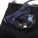 Miu Miu Hand Bag Satin Black Gold Auth 187043A-9