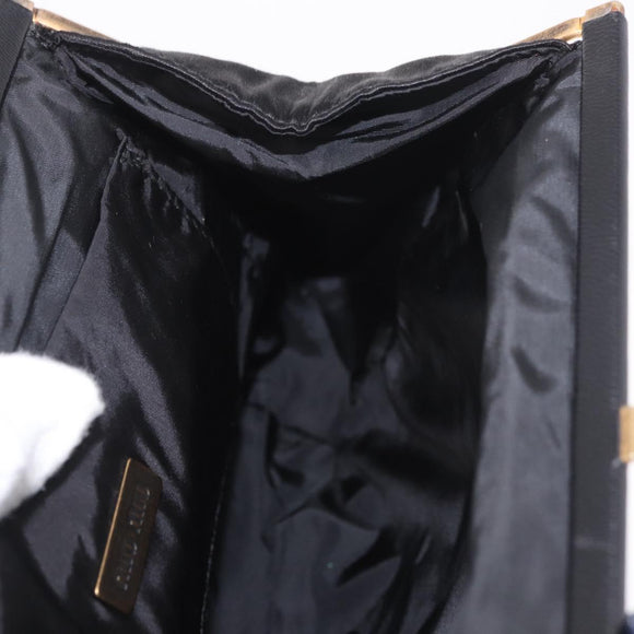 Miu Miu Hand Bag Satin Black Gold Auth 187043A