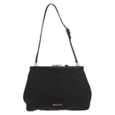 Miu Miu Hand Bag Satin Black Gold Auth 187043A-2