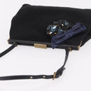 Miu Miu Hand Bag Satin Black Gold Auth 187043A-6