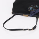 Miu Miu Hand Bag Satin Black Gold Auth 187043A-7