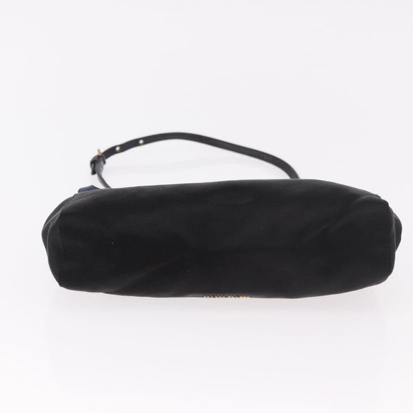 Miu Miu Hand Bag Satin Black Gold Auth 187043A