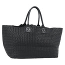 BOTTEGA VENETA INTRECCIATO Cabas MM Hand Bag Leather Black Auth 187044SAV-1