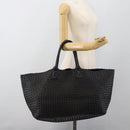 BOTTEGA VENETA INTRECCIATO Cabas MM Hand Bag Leather Black Auth 187044SAV-18