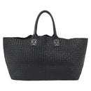BOTTEGA VENETA INTRECCIATO Cabas MM Hand Bag Leather Black Auth 187044SAV-13