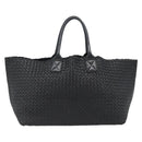 BOTTEGA VENETA INTRECCIATO Cabas MM Hand Bag Leather Black Auth 187044SAV-2