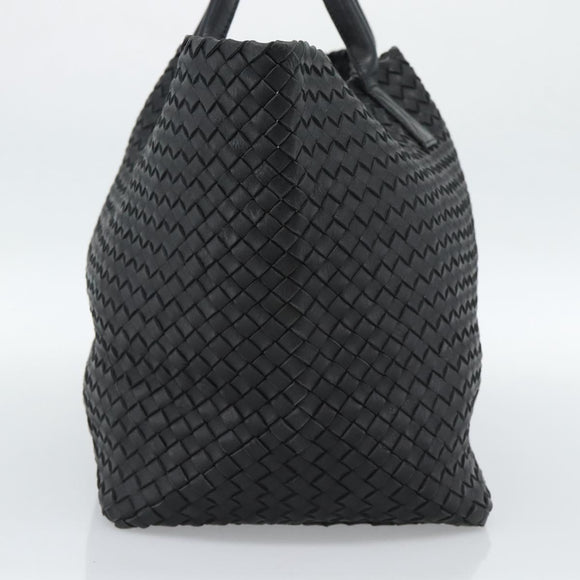BOTTEGA VENETA INTRECCIATO Cabas MM Hand Bag Leather Black Auth 187044SAV