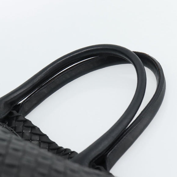 BOTTEGA VENETA INTRECCIATO Cabas MM Hand Bag Leather Black Auth 187044SAV