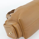 BVLGARI Tote Bag Leather Brown Gold Auth 187045-13