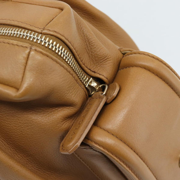 BVLGARI Tote Bag Leather Brown Gold Auth 187045