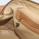 BVLGARI Tote Bag Leather Brown Gold Auth 187045-21