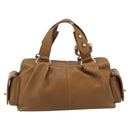 BVLGARI Tote Bag Leather Brown Gold Auth 187045-3