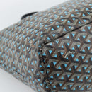 GOYARD Herringbone Saint Louis PM Tote Bag PVC Turquoise Blue Silver Auth 187046-13