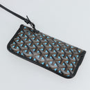 GOYARD Herringbone Saint Louis PM Tote Bag PVC Turquoise Blue Silver Auth 187046-18