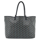 GOYARD Herringbone Saint Louis PM Tote Bag PVC Turquoise Blue Silver Auth 187046-2