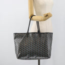 GOYARD Herringbone Saint Louis PM Tote Bag PVC Turquoise Blue Silver Auth 187046-21