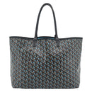 GOYARD Herringbone Saint Louis PM Tote Bag PVC Turquoise Blue Silver Auth 187046-3