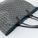GOYARD Herringbone Saint Louis PM Tote Bag PVC Turquoise Blue Silver Auth 187046-6