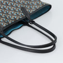 GOYARD Herringbone Saint Louis PM Tote Bag PVC Turquoise Blue Silver Auth 187046-7