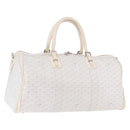 GOYARD Herringbone Boeing 55 Boston Bag PVC White Silver Auth 187047A-1