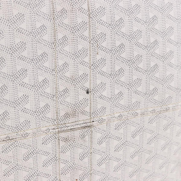 GOYARD Herringbone Boeing 55 Boston Bag PVC White Silver Auth 187047A