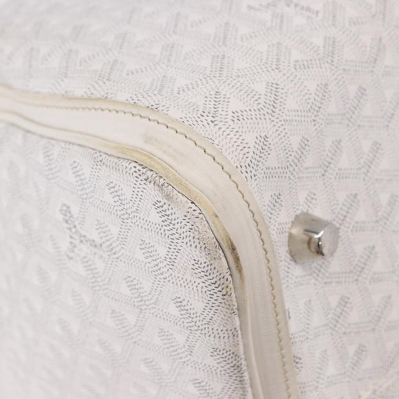 GOYARD Herringbone Boeing 55 Boston Bag PVC White Silver Auth 187047A