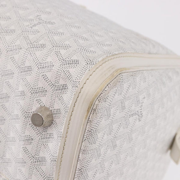 GOYARD Herringbone Boeing 55 Boston Bag PVC White Silver Auth 187047A