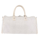 GOYARD Herringbone Boeing 55 Boston Bag PVC White Silver Auth 187047A-13