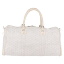 GOYARD Herringbone Boeing 55 Boston Bag PVC White Silver Auth 187047A-2