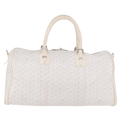 GOYARD Herringbone Boeing 55 Boston Bag PVC White Silver Auth 187047A - 0