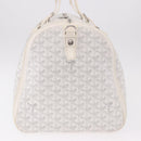 GOYARD Herringbone Boeing 55 Boston Bag PVC White Silver Auth 187047A-3